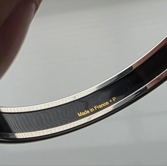 ** Authentic ** Hermes Bangle Bracelet Blue Black Enamel - Picture 5 of 8